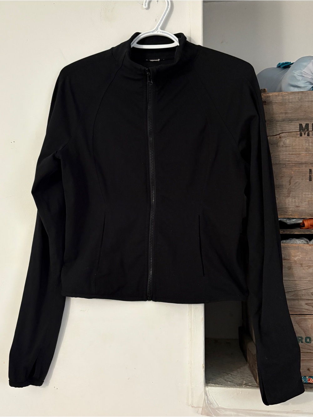 Black Full-Zip Running/Workout Jacket Size Medium